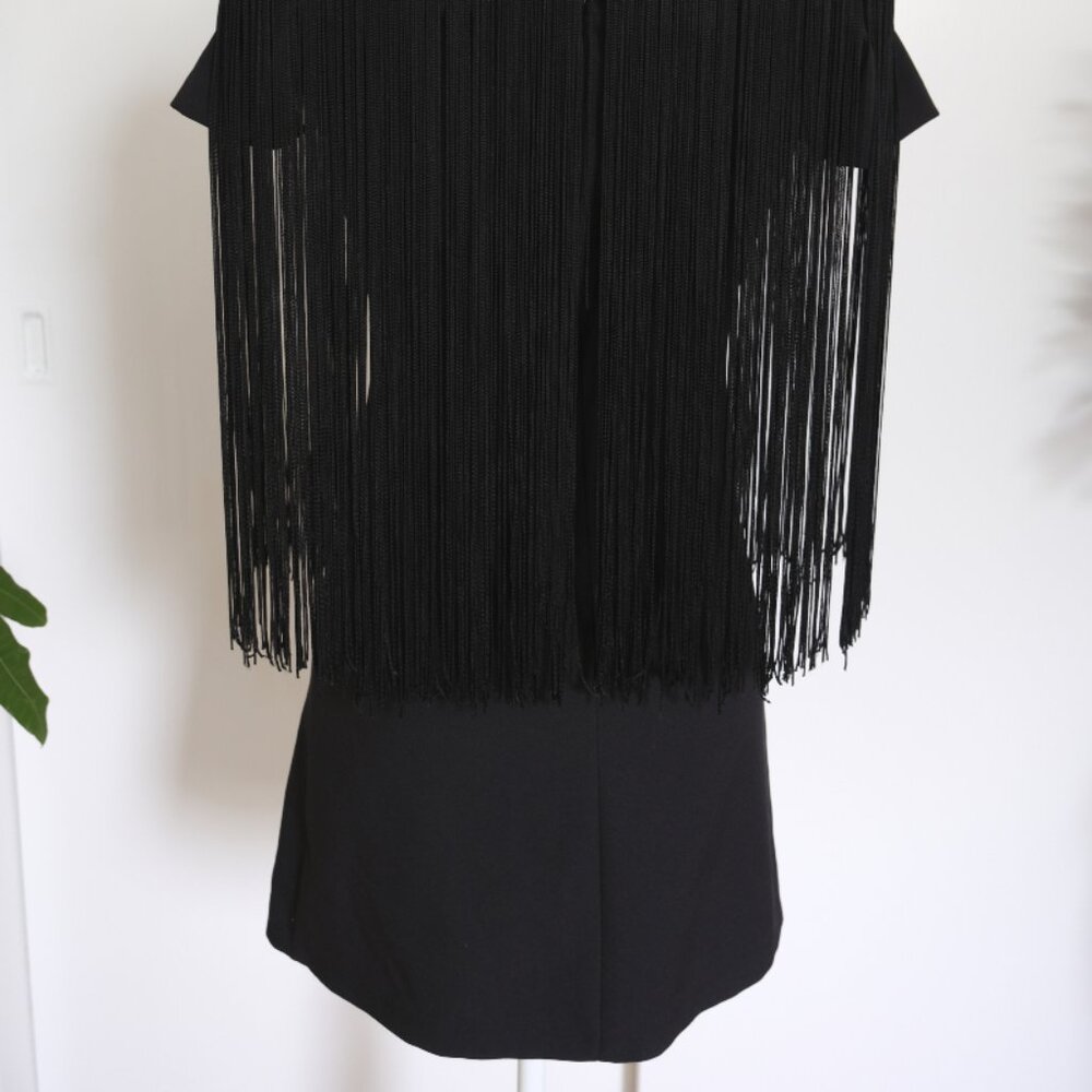 ✰ Black Fringed Zara Mini Dress - Off the Shoulder with Festival-Ready Style ✰ - Picture 11 of 15